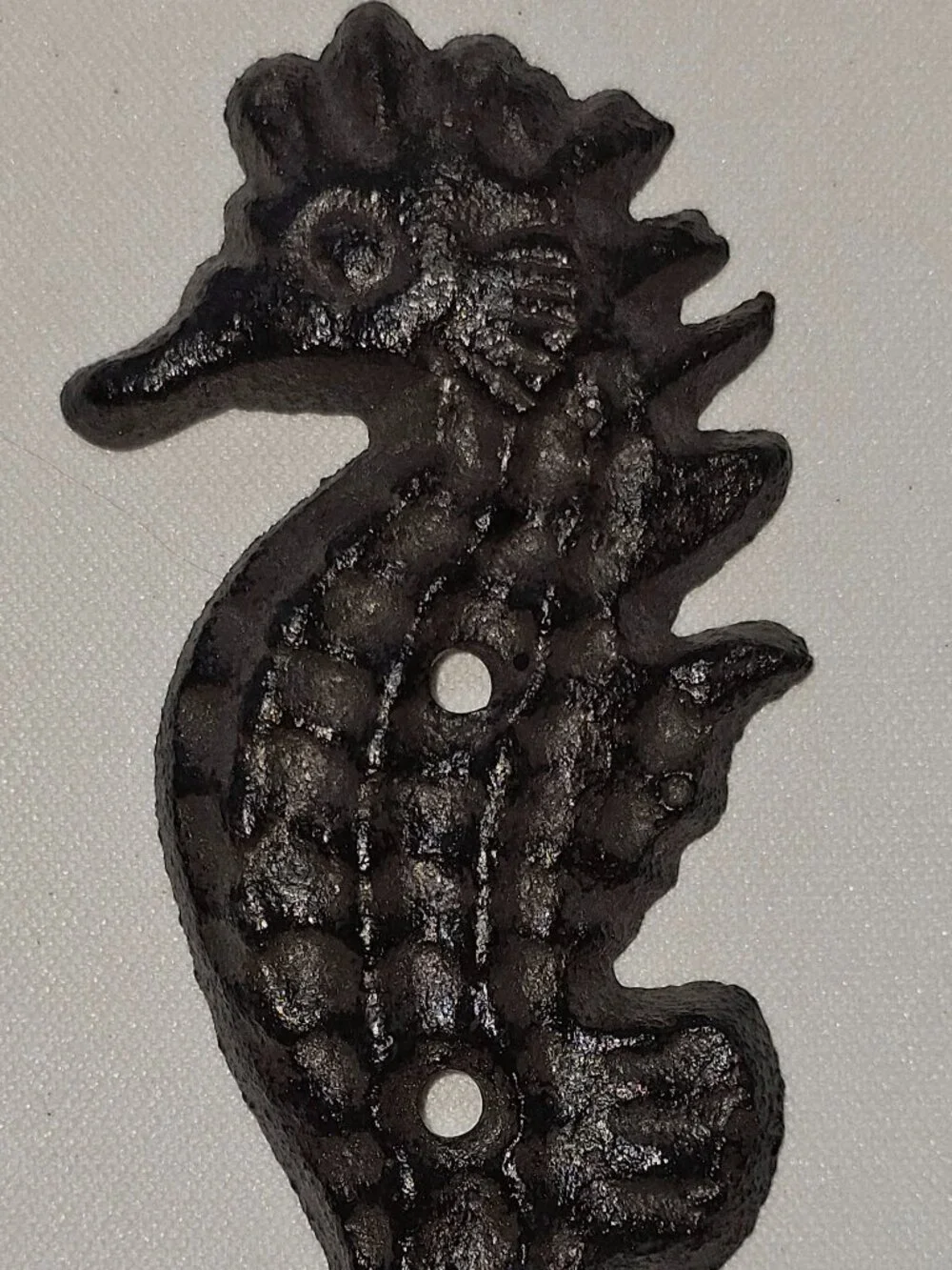Cast Iron Seahorse Wall Hooks- Set of 3 - Decor Brown Hanger Beach Nautical